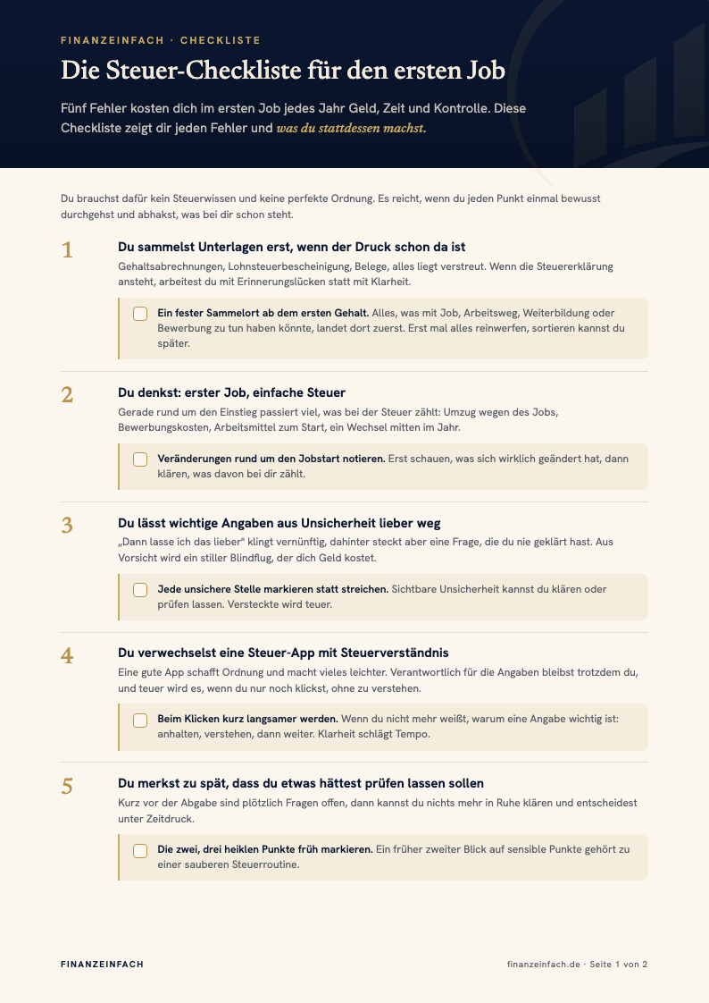 Vorschau: Die Steuer-Checkliste für den ersten Job